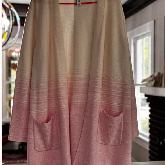 Isaac Mizrahi 100% Cashmere Pink Ombré Cardigan - Picture 1 of 6